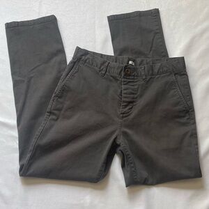 Katin Cotton Spandex Dark Gray Twill Chino Straight Leg Pants Button 32
